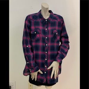 Torrid Blue & Pink Plaid Top Women's 3X